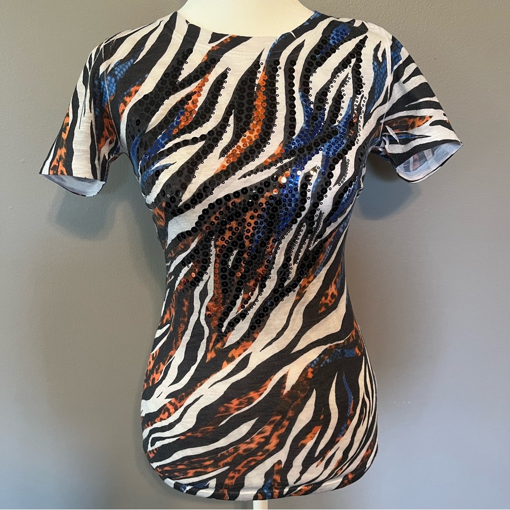 Wild Sequined Striped Tee Shirt